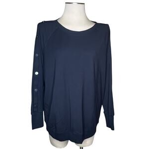 CAbi Black Snap Sleeve Sweatshirt #3686 Medium